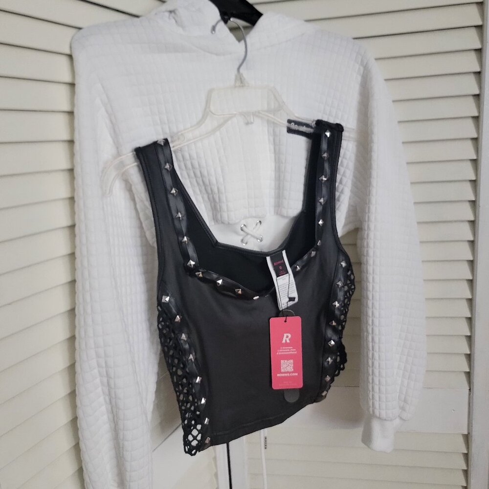 SHEIN Teenage Girl White Crop Hoodie & Black Tank Bundle - Size Small